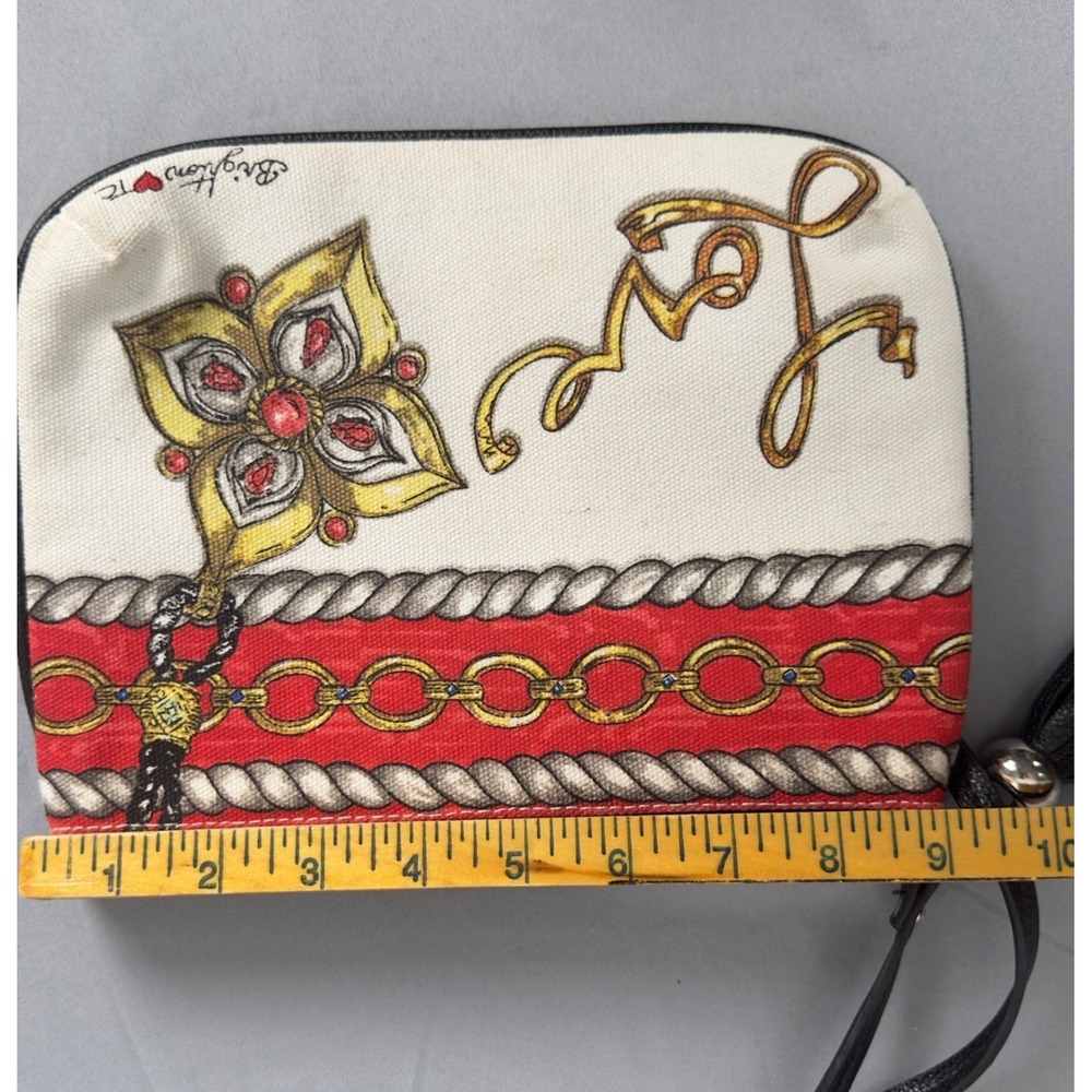 Brighton Love Glitter & Go Canvas Crossbody Pouch Scarf Print Tassel Bag - Picture 6 of 7